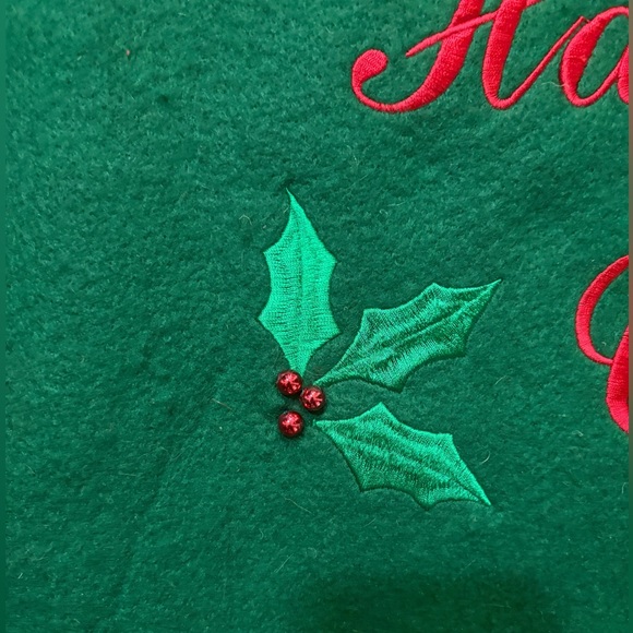 Holiday Giant Green Christmas Gift Bag with Holly Leaves & Tiny Ornament Accents - Picture 4 of 6